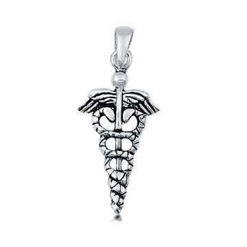 Caduceus Pendant Charm 925 Sterling Silver